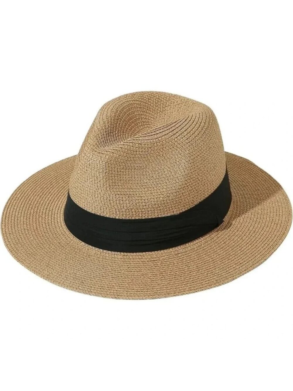 Womens UPF50 Foldable Summer Straw Hat Wide Brim Fedora Sun Beach hat